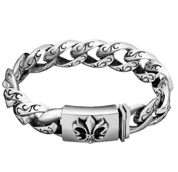 CH Men's Thick Letter Cross Flower Full Flower Bracelet