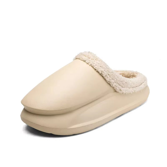 Cozy Couple's Winter Fleece-Lined Waterproof Slippers - Stylish Comfort for Home and Outdoors
