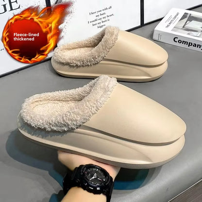 Cozy Couple's Winter Fleece-Lined Waterproof Slippers - Stylish Comfort for Home and Outdoors