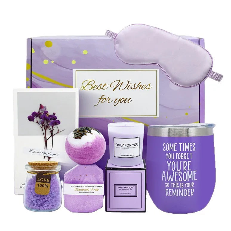 Birthday & Wedding Gift Set with Aromatherapy Bath Salts Candles Soap & More