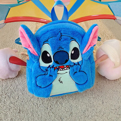 New Cute Cartoon Stitch Plush Polyester Backpack with PP Cotton Filling New Trendy School Backpack for Children