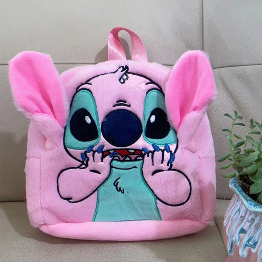 New Cute Cartoon Stitch Plush Polyester Backpack with PP Cotton Filling New Trendy School Backpack for Children