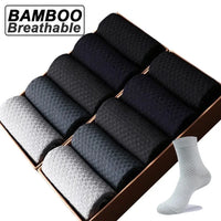 Men's Casual Bamboo Thin Antibacterial Mid Calf Crew Socks for Men 5 Pairs Set Box Available