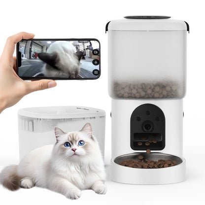 Wifi Video 2 in 1 Pet Water Drinking Fountain and Food Bowl Smart Automatic Dog Cat Pet Food Feeder Dispenser With Camera