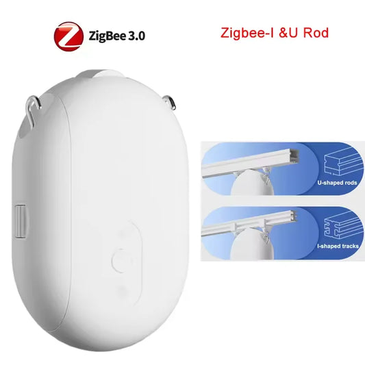 Zigbee 3.0 Smart Curtain Robot Compatible Tuya APP Electric Curtain Driver Motor I & U Rod Curtain Control Support Google Alexa