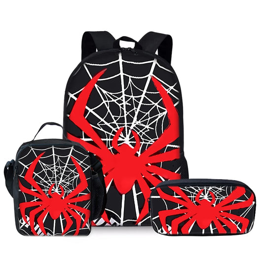 3D Cartoon Spider Waterproof School Backpack Set Best Gift for Boys Children's Three-Piece Backpack