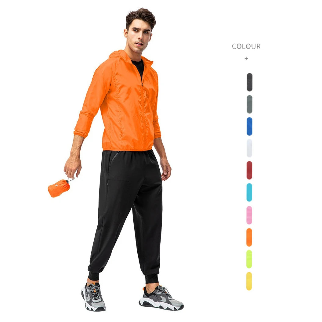 Spring Men/Women Unisex Lightweight Coat Quick Dry Sport Running Outdoor Hiking Rain Zip Waterproof Windbreaker Jacket With Hood