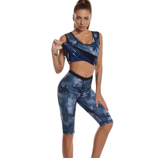 2026Camo Print Women Sauna Sweat Suit Body Shaper Slimming Vest and Pants Loss Weight Polymer Waist Trainer Sauna Suit