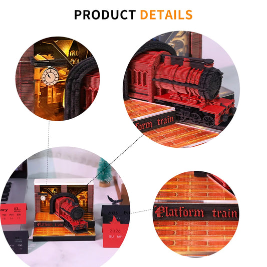 New Product 2026 Gift Idea Hogwarts Express 3D LED Light Paper Craft Magical Train Tear off Model for Hary Potter Fans