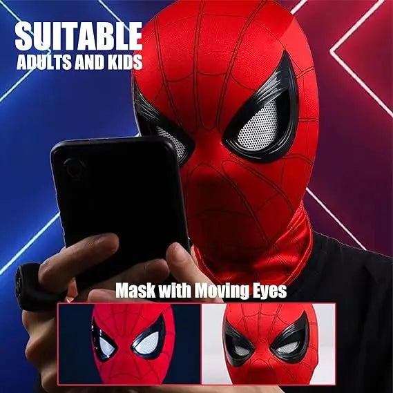 Moving Eyes Super Hero Mask Full Face Adjustment Eyes Size Hero Cosplay Mask for Kids/Adult,Spiderman Mask