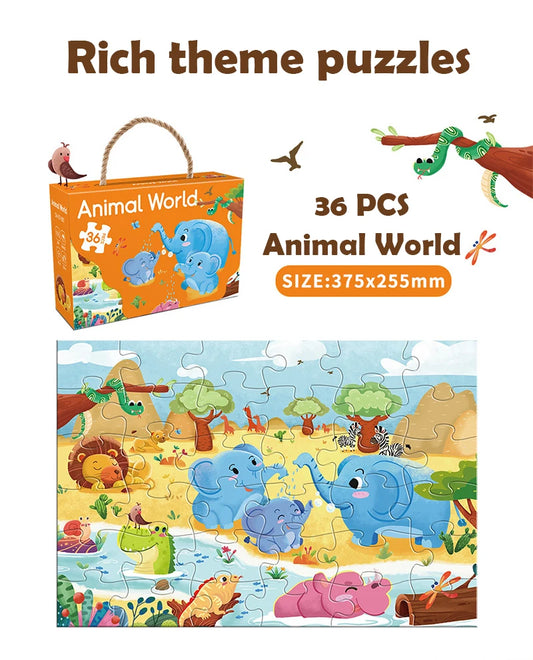 36 Set Cartoon Jigsaw Puzzles Kids' Educational Paper Puzzles EN71 Certified for Gifts and Games