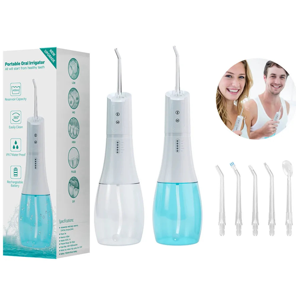 Teeth Cleaning With 5 Modes DIY 400ML Water Tank IPX7 Waterproof Portable Electric Cordless Oral Irrigator Dental Water Flosser