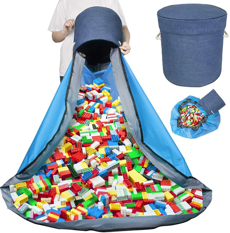 Portable ECO-friendly Kids Polyester Play Mat with Collapsible Toy Storage Organizer Bins Modern Luxury Design for Outdoor Use