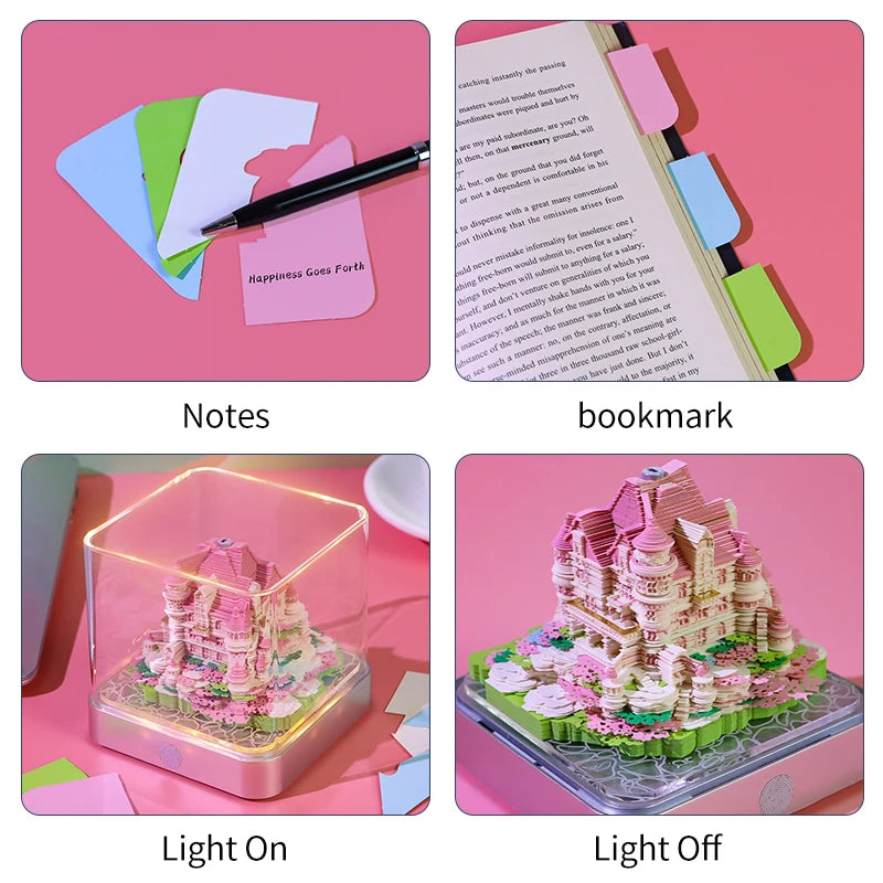 Valentine's Day New Design Love Castle 3D Memo Pad Custom Calendar Sticky Notes Paper Carving Art Notepad Gift Items for Girls
