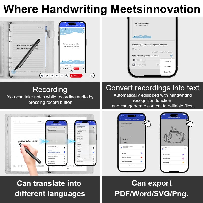 Smart Notebooks Meeting Sketch Book Ai Office Language Translation Smart Notebook Sync Pen Set With Ai Software