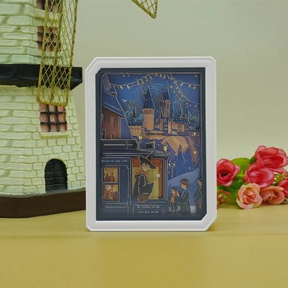 Harry's Castle 3D Wall Pictures Wall Art Living Room Decorative Led Night Lighted Papercut Lightbox Wall for Home Decor Dropship