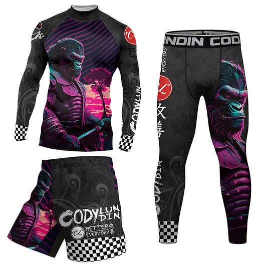 MMA Grappling Unisex Gym BJJ Rash Guard Sets Compression Sets