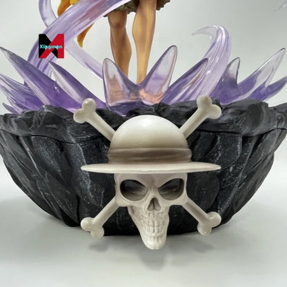 One Pieced Luffy Figure Three Powers Hot Blooded No Light Scene Statue Model Boxed Collectible Anime Decoration