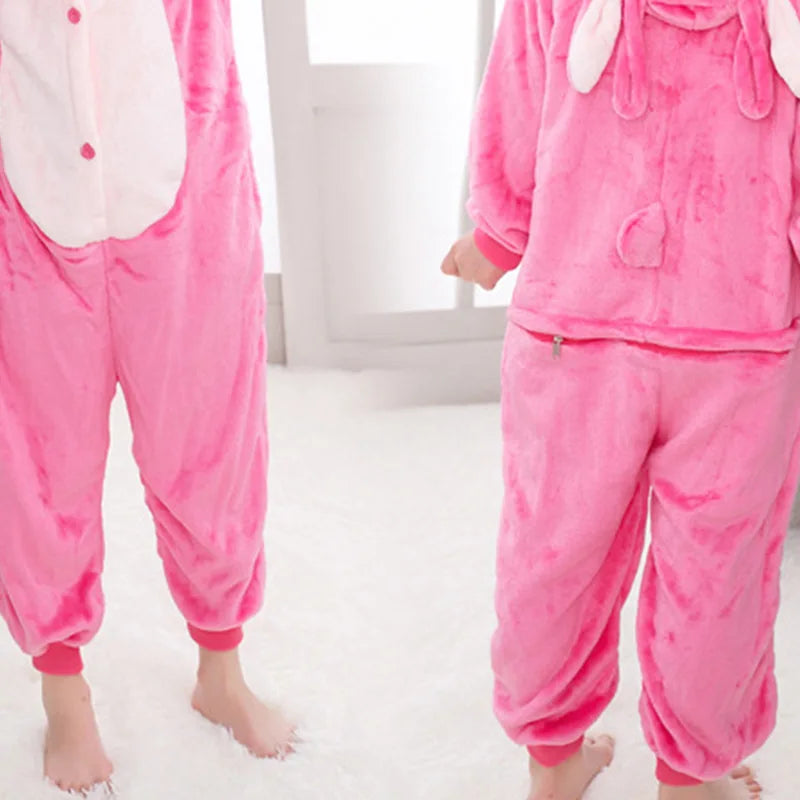Memune Children's Unisex Velvet Cartoon Character Stitch Cosplay Pajamas Halloween Party Costumes Polyester Game-themed