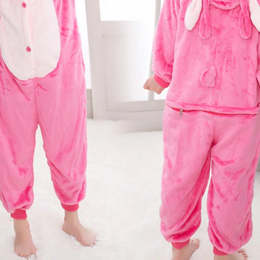 Memune Children's Unisex Velvet Cartoon Character Stitch Cosplay Pajamas Halloween Party Costumes Polyester Game-themed