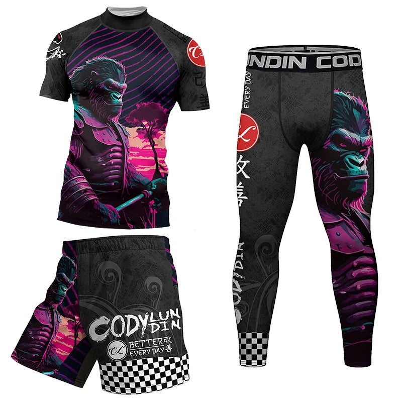 MMA Grappling Unisex Gym BJJ Rash Guard Sets Compression Sets