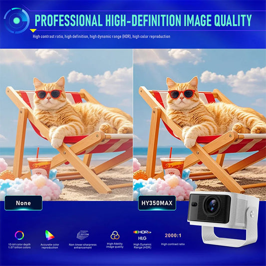 New! 8k Small Projector Smart Android 14 Hy350 Home Theater 1080p Portable Mini Projector