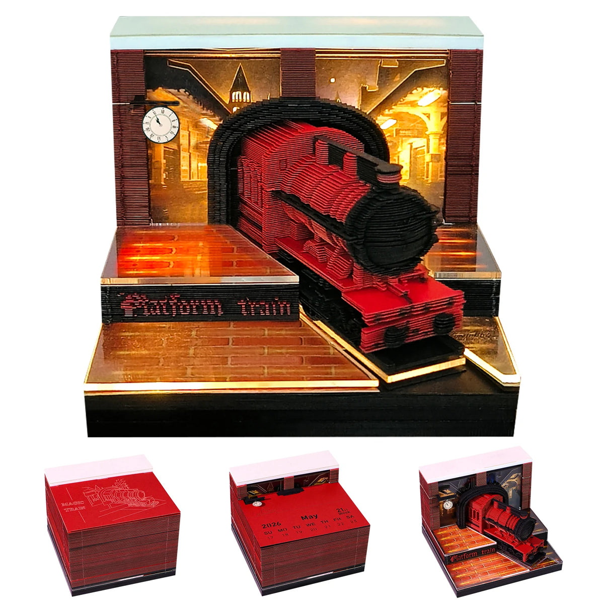 New Product 2026 Gift Idea Hogwarts Express 3D LED Light Paper Craft Magical Train Tear off Model for Hary Potter Fans