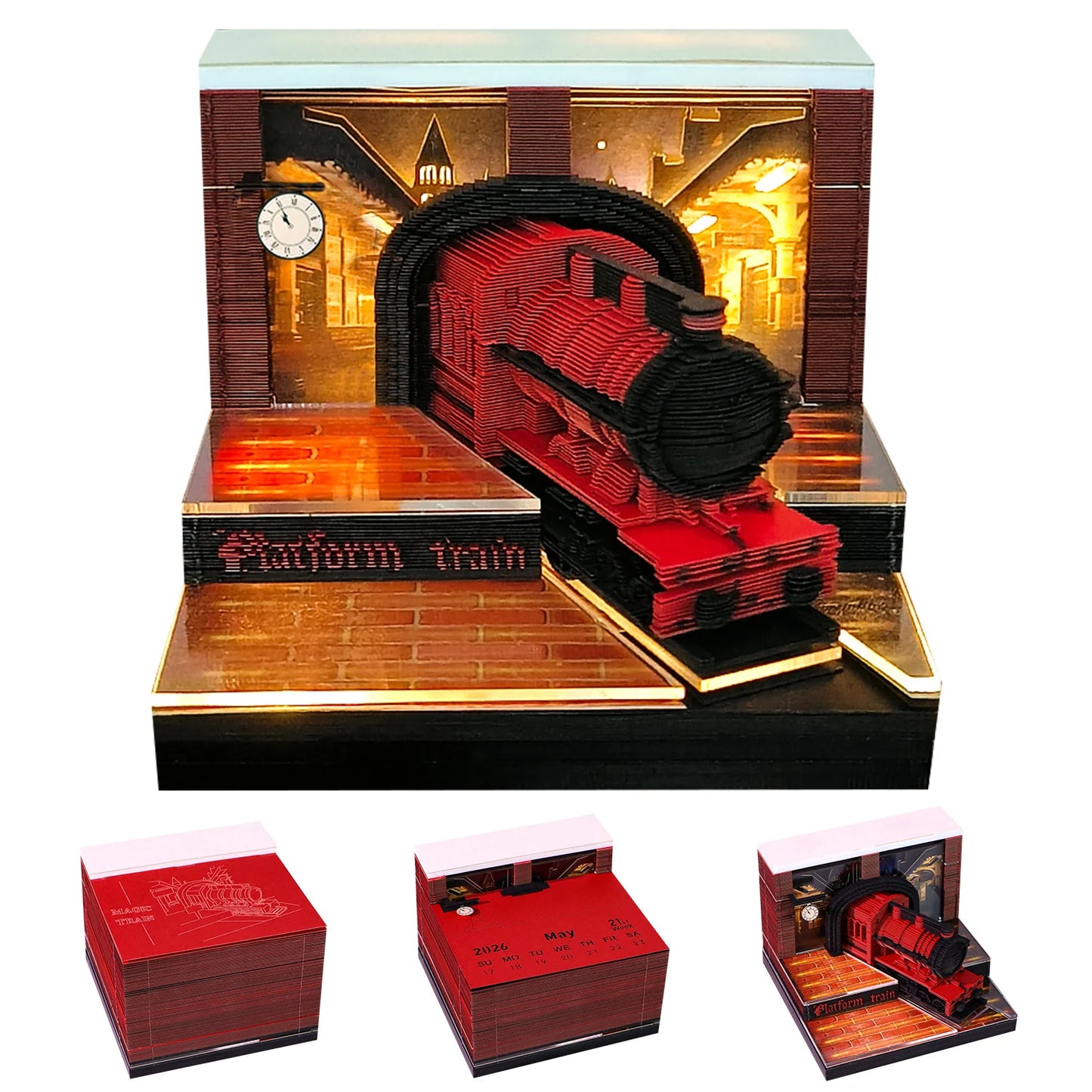 New Product 2026 Gift Idea Hogwarts Express 3D LED Light Paper Craft Magical Train Tear off Model for Hary Potter Fans