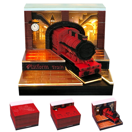 New Product 2026 Gift Idea Hogwarts Express 3D LED Light Paper Craft Magical Train Tear off Model for Hary Potter Fans
