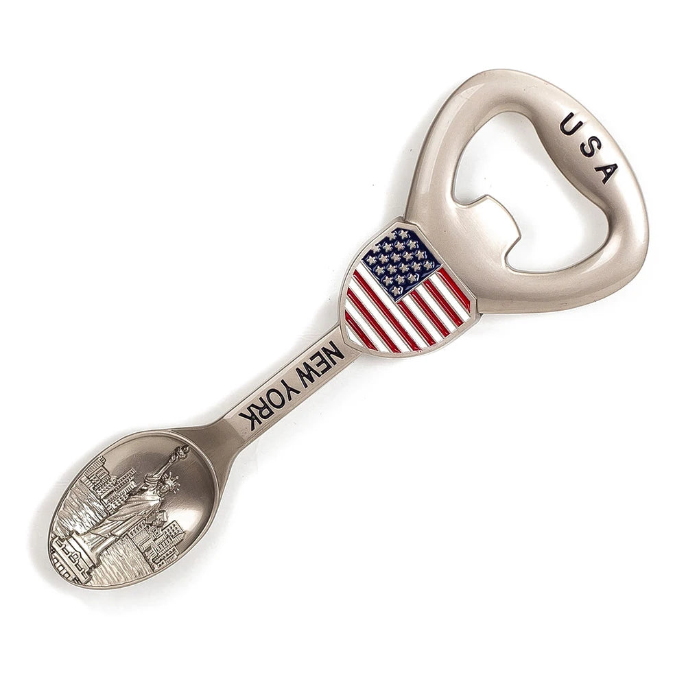Tourist Souvenir Gifts Metal Spoon Beer Bottle Opener Fridge Magnet Custom Promotional Magnet Souvenir Spoon