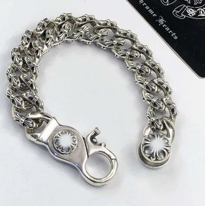 CH Men's Thick Letter Cross Flower Full Flower Bracelet