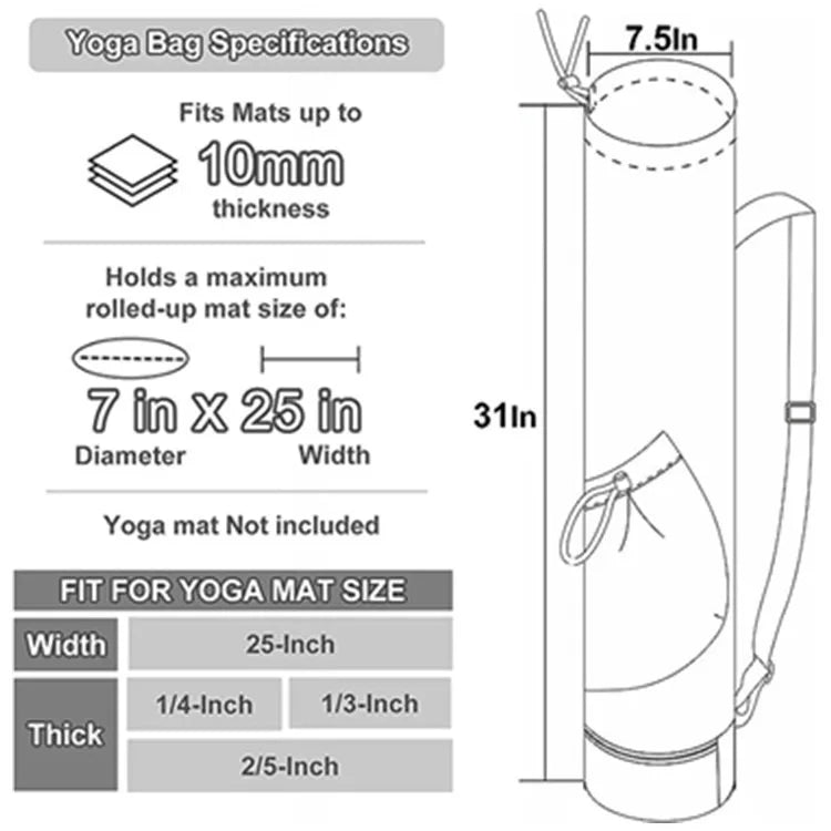 Portable Polyester Yoga Mat Bag Hiking Bag Sport Backpack Sports Shoulder Bag for Yoga Camping Traveling