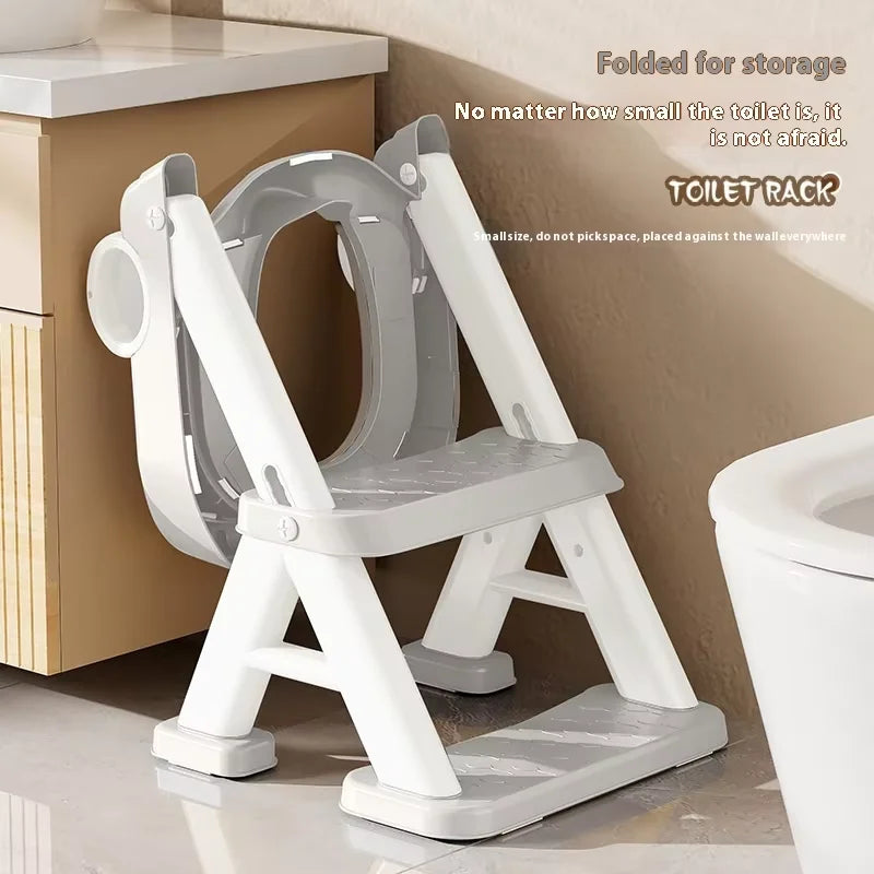 Children's PP Plastic Potty Training Chair Soft Padding Non-Slip Wide Step Stool Ladder Toilet Training Seat for Kids Handle