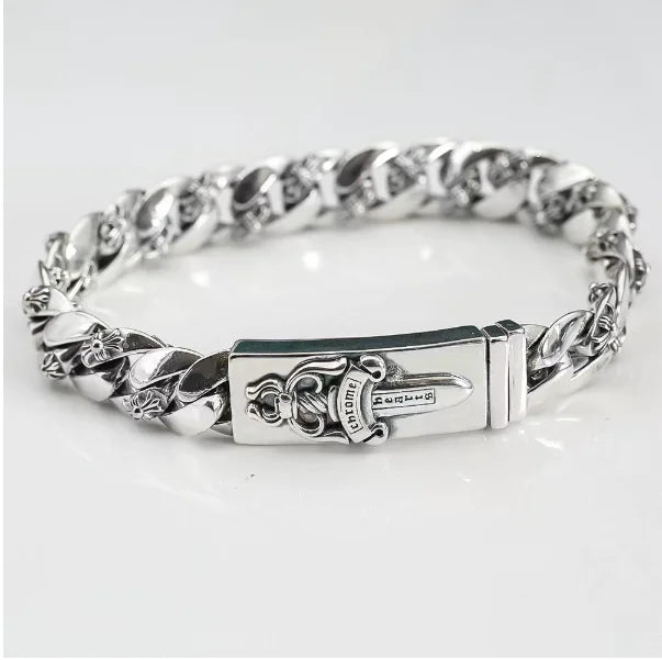 CH Men's Thick Letter Cross Flower Full Flower Bracelet