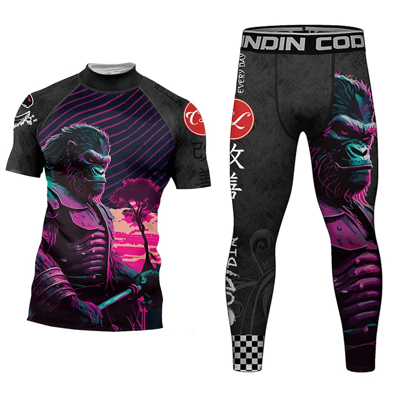 MMA Grappling Unisex Gym BJJ Rash Guard Sets Compression Sets