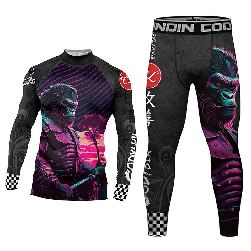 MMA Grappling Unisex Gym BJJ Rash Guard Sets Compression Sets