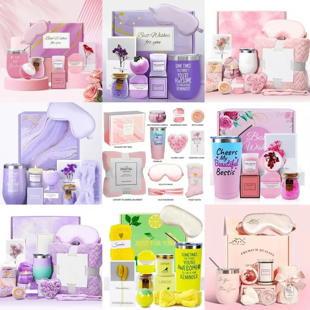 Birthday & Wedding Gift Set with Aromatherapy Bath Salts Candles Soap & More