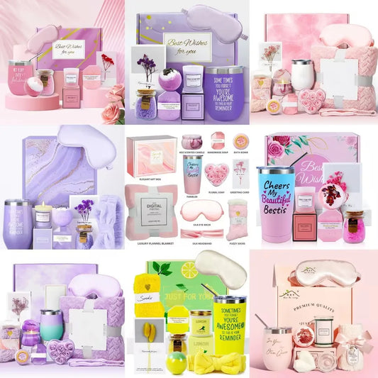 Birthday & Wedding Gift Set with Aromatherapy Bath Salts Candles Soap & More