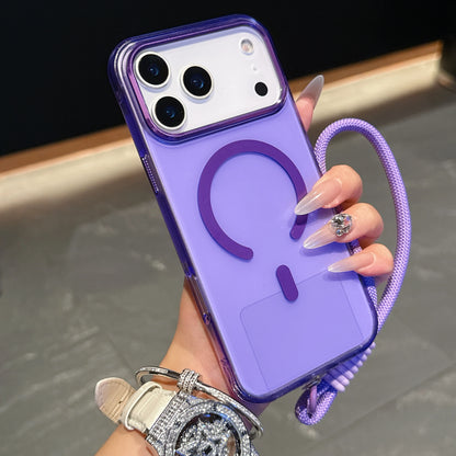 High Transparency and Strong Magnetic Colorful Phone Case with Strap for iPhone 15 16 17 Pro Max PC+TPU Phone Case
