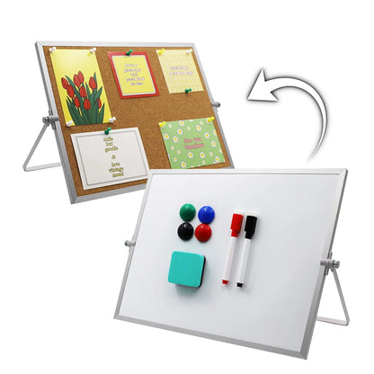 Double Sided Aluminum Framed Portable Desktop Whiteboard Kids Magnetic Dry Erase Foldable White Board