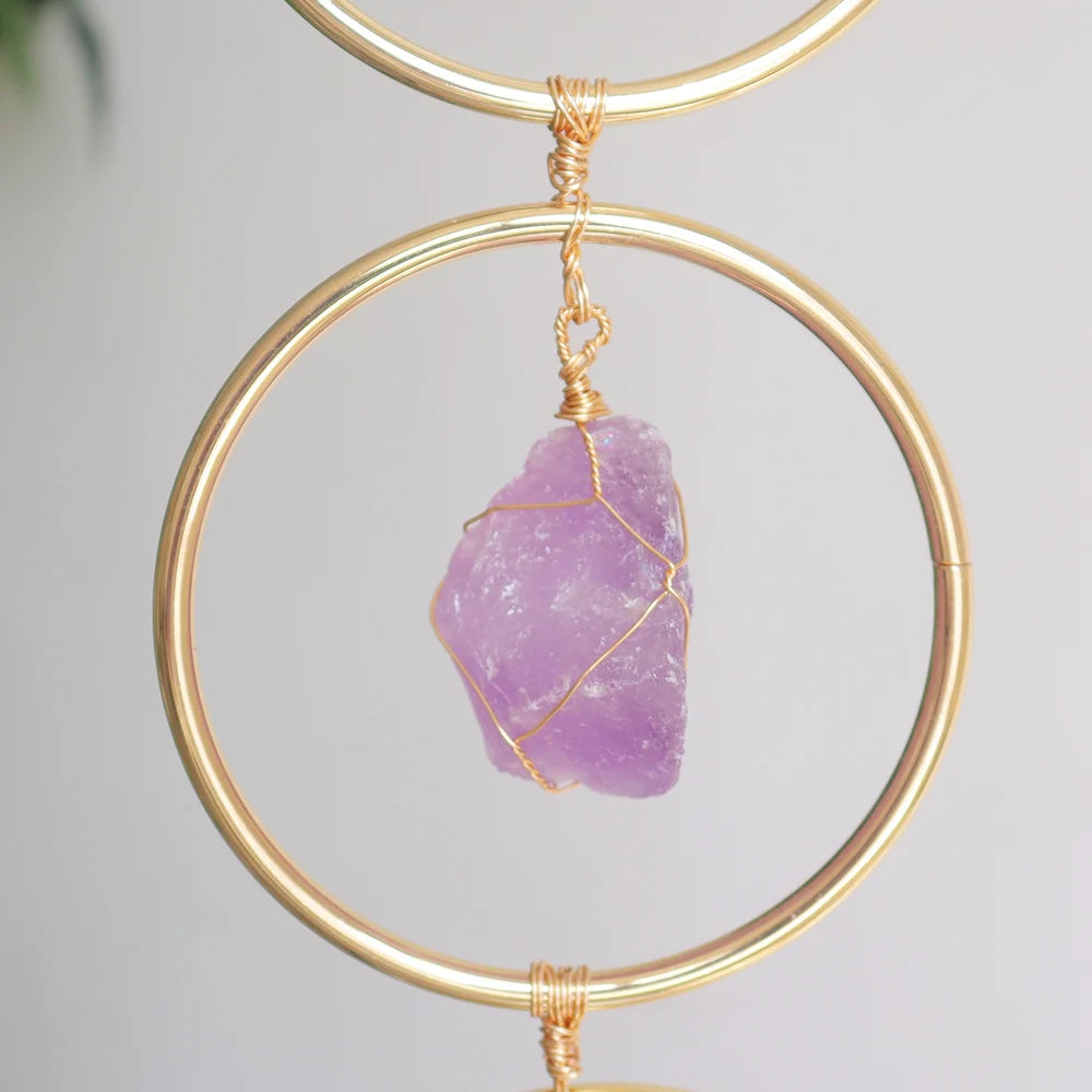 High Quality Natural Healing Crystal Seven Chakra Stonet Raw Crystal 7 Chakra Gemstone Wall Hanger Decor