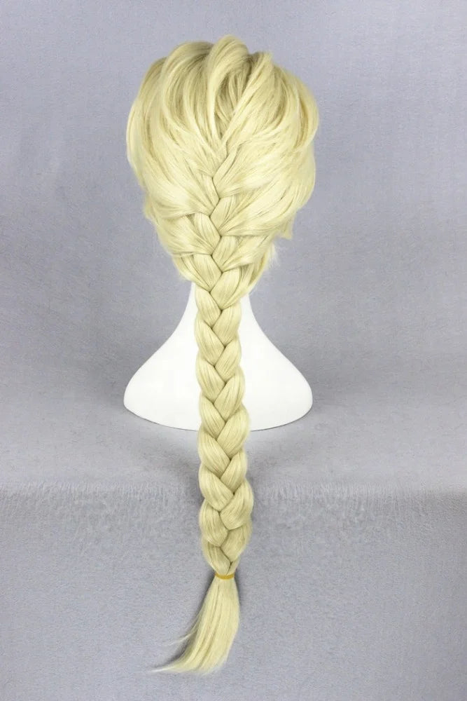 High Quality 50cm Medium Long Beige Frozen Elsa Cosplay WigSynthetic Anime Halloween Party Hear Resistant Hair Wig