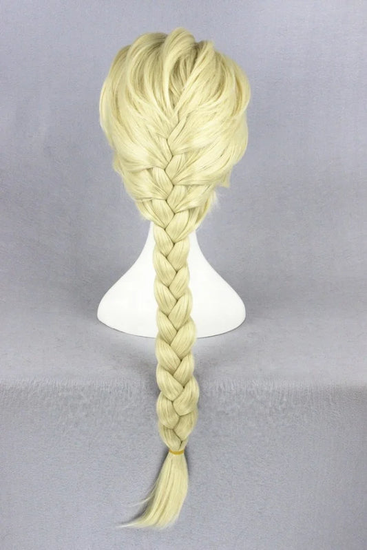 High Quality 50cm Medium Long Beige Frozen Elsa Cosplay WigSynthetic Anime Halloween Party Hear Resistant Hair Wig