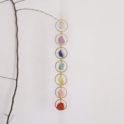 High Quality Natural Healing Crystal Seven Chakra Stonet Raw Crystal 7 Chakra Gemstone Wall Hanger Decor
