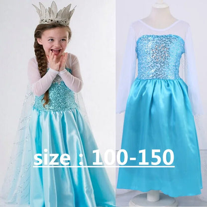 High Quality Elsa Flower Girl Dress Modern Children Lovely Girl Cosplay Performance Costume BXXXBX