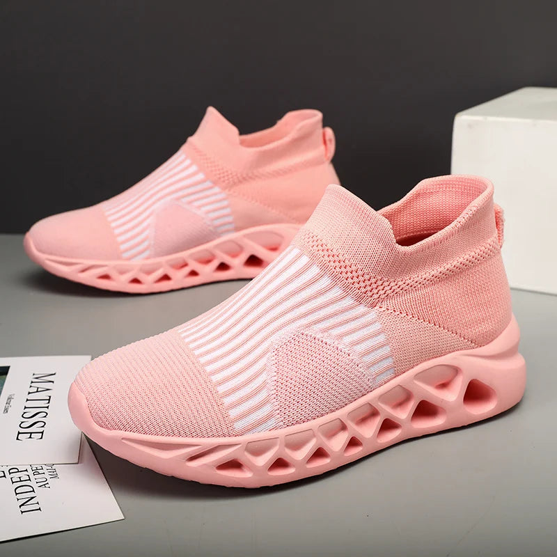 Unisex White Flywoven Sock Sneakers Size 36-48 Couple Casual Shoes for Men Fashion Trend Breathable Spring Summer Autumn Winter