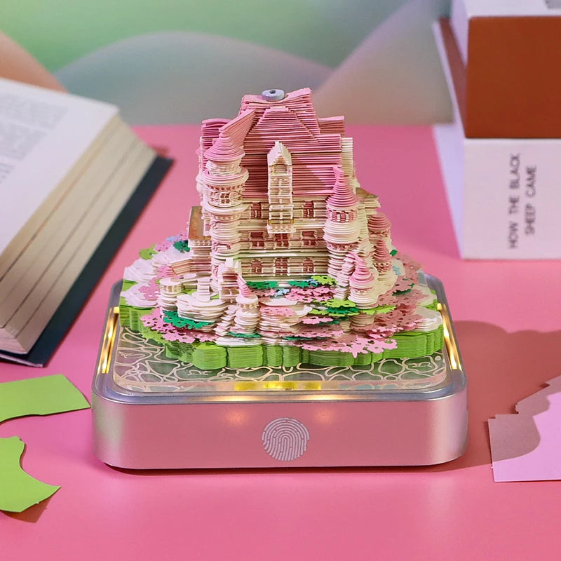 Valentine's Day New Design Love Castle 3D Memo Pad Custom Calendar Sticky Notes Paper Carving Art Notepad Gift Items for Girls