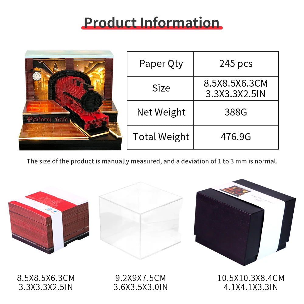 New Product 2026 Gift Idea Hogwarts Express 3D LED Light Paper Craft Magical Train Tear off Model for Hary Potter Fans