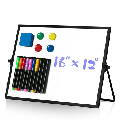 Double Sided Aluminum Framed Portable Desktop Whiteboard Kids Magnetic Dry Erase Foldable White Board