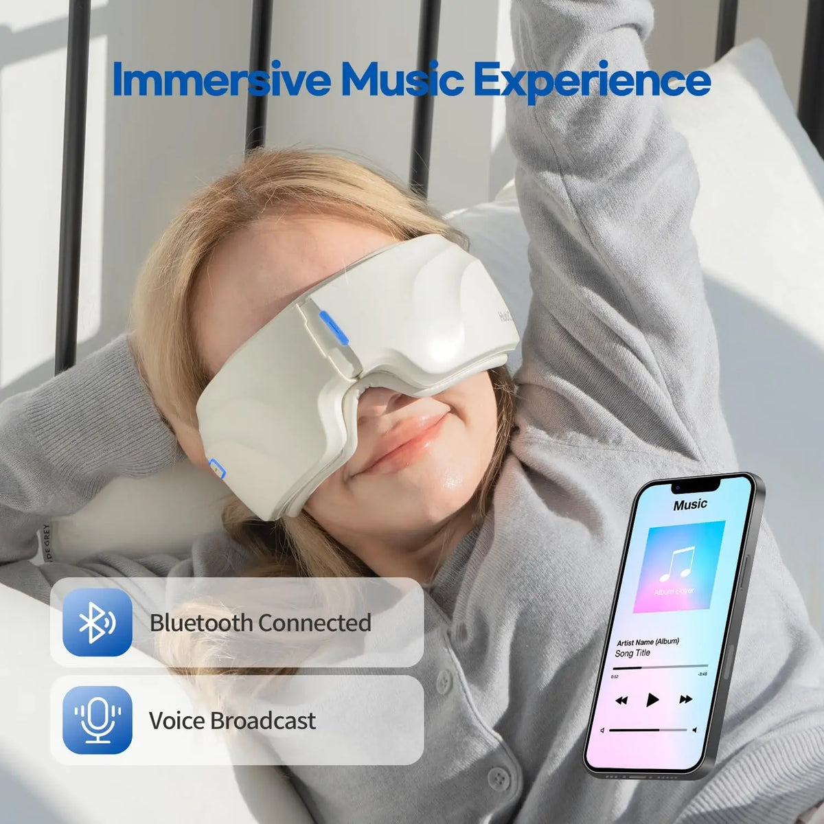 Heated Eye Massager with Air Compression & Music, Electric Eye Mask